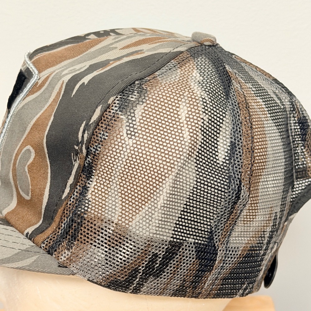 Vintage Kar Products Tiger Stripe Camo Trucker Hat Mesh Snapback Cap Camouflage - Picture 3 of 5